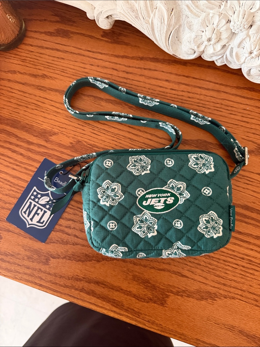 Vera Bradley Green New York Jets Quilted Crossbody Bag